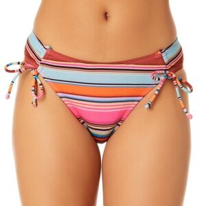 Juniors Stripe Print Adjustable Ties Bikini Swim Bottoms